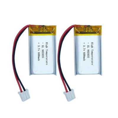 China Toys 702035 802035 902035 lithium ion batteries 3.7v 600mah 500mah 450mah high temperature Li-polymer rechargeable battery for sale