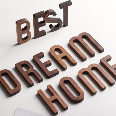 China Europe Black Walnut Wall Decorative Letters Numbers Combination DIY Wall Adhesive Decoration Letters House Numbes Home English Alphabet for sale