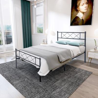 China Hot Sales Full Bed Steel Frame Metal Storage King Iron Platform Bed Large Twin Metal Bed Frame for sale