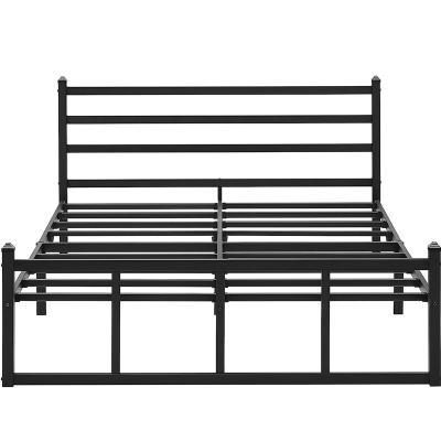 China Classic Storage Metal Bed Frame With Vintage Headboard Queen Platform Wrought Iron Bed Frame Mattress Base for sale