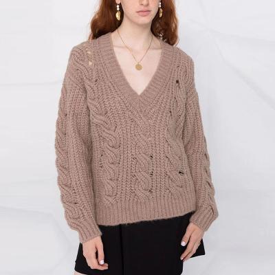 China Anti-Wrinkle For Winter Season Arrival Custom Knit Plus Size Sweaters Wholesale-Knit V-Neck Sweater for sale