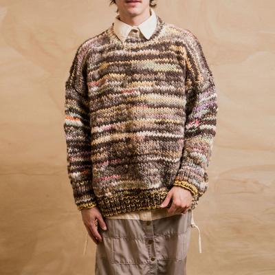 China 100% Handmade Multicolor Knitted Winter Wool Men's Pullover Sweater Anti-Shrink for sale