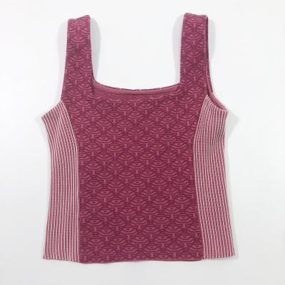 China Summer Anti-shrink Ladies Soft Quilted Striped OEM Sling Knitted Vest With Beautiful Pattern for sale