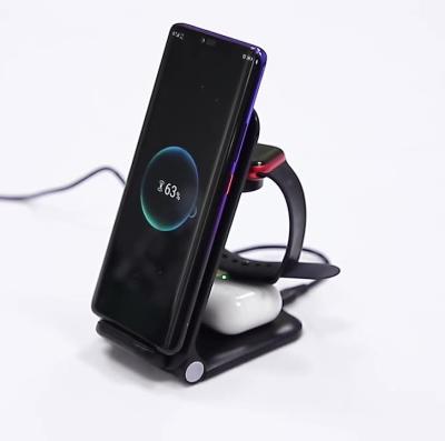 China Mobile Phone 3 in 1 Qi Multifuncion Wireless Charging 15w 10w Fast Wireless Charger Stand Holder For Iphone Airpods Watch for sale