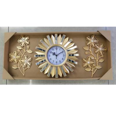 China Sizes Decorative Wall Mirror 3pcs Set Plastic Mirror And Clock Wall Hanging Home Deco for sale