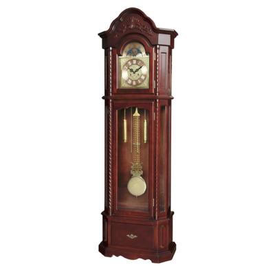 China Antique Style High Grade Classic Hand Carved Wooden Pendulum Floor Clocks Grandfather Clock Standing Clock for sale