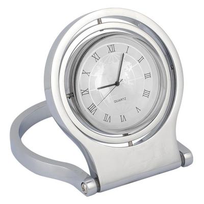 China Silver High-grade Quartz Clock Business Gift Table Clock Models Folding Desk Clock With Roman Numerals Dial for sale