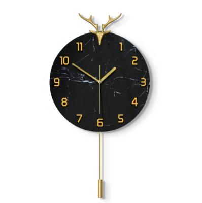 China Europe Household Decoration Deer Master Wall Clock Luxury Modern Metal Watch for sale