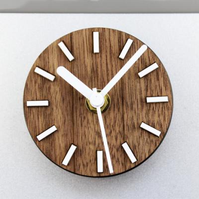 China Antique Style Round Shaped Grain Round Shaped Sticker Fridge Magnet Hot Selling Wooden Clock for sale