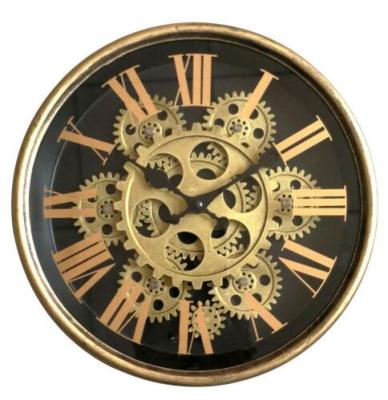 China Mechanical Quartz Clock 10inch Real Metal Gear Moving Wall Clock For Decor for sale