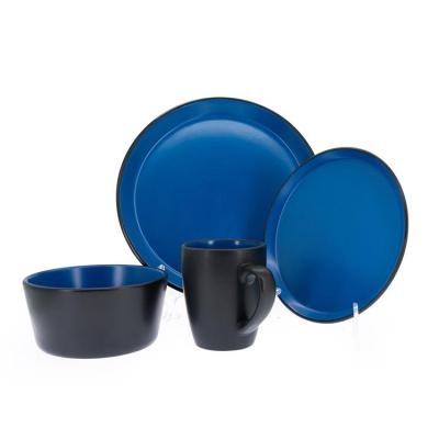 China Sustainable Bauhous Style Double Matte Color Under Glazed Ceramic Dinnerware Sets 4 Pcs In 1 Set for sale