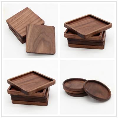 China Viable Cheap Price Reusable Wooden Coasters, Bulk Sale High Quality Coasters For Drinks, Factory Supply Black Walnut Coasters for sale