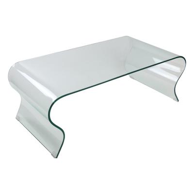 China Other Design Silver Double Square Curved Glossy Glass Coffee Table Prices Center Folded Tea Tables Cheapest for sale