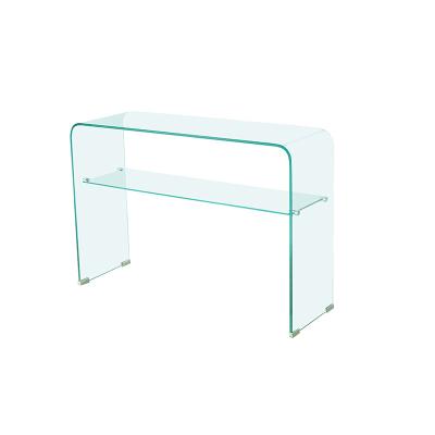 China Other Modern Living Room Entrance Luxury Hall Entrance Hallway Narrow Table All Curvature Tempered Bend Curved Glass Console Tables for sale