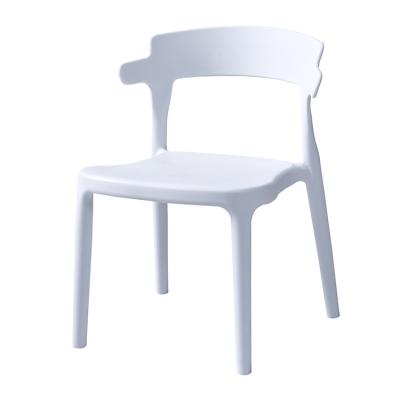 China Other Cafe Designs Modern Plastic PP Dining Chair With Armrest Chairs Rendered In White China Cheap Stackable Garden Seating Wholesale for sale