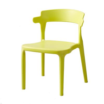 China Other Continuous Side Supplied Modern Stackable Dining Plastic Restaurant Chair PP Metal Cafe Legs Yellow White Color for sale