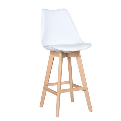 China Other Free Shipping 2022 Plastic Dining Seat With PU Cushion Wooden Leg High Quality Big Best Selling Bar Stool Bazhou for sale