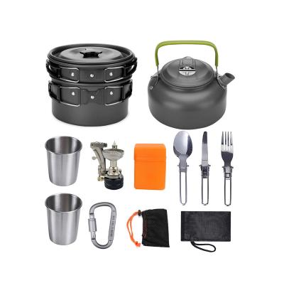 China Sustainable Hot Selling Camping Cookware Aluminium Alloy Folding Camping Cooking Set Camping Accessories for sale