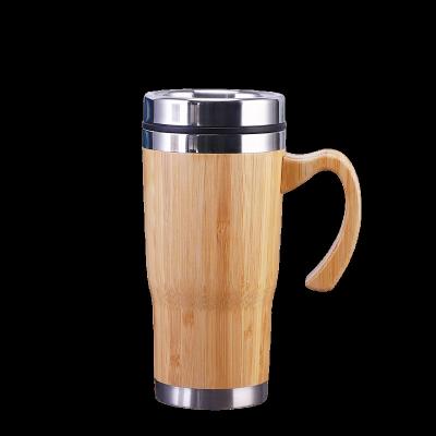 China Sustainable Eco friendly Double-Walled Bamboo Water Bottle Stainless Steel Water Bottle Bamboo Thermos Bottle with handle for sale