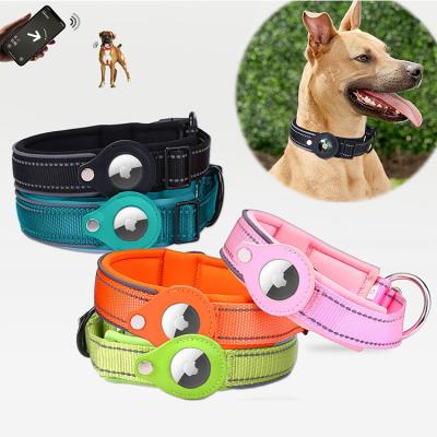 China Wholesale Stocked Pet Cat Accessories Training Neck Airtag Dog Collar and Leads Luxury Tactical Airtag Dog Collar Perros De Correa for sale