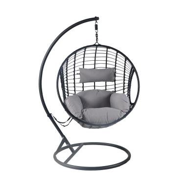 China Modern Custom Design Balcony Egg Rattan Wicker Patio Garden Swing Relax Chair Swing Chair Swing Basket PE Fuiniture villa fuiniture for sale