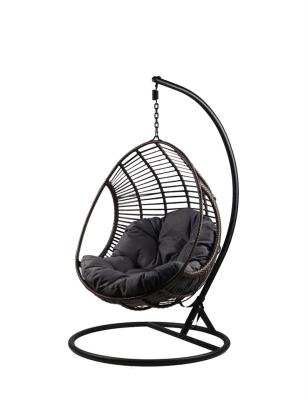 China Modern Custom Design Balcony Egg Rattan Wicker Patio Garden Swing Relax Chair Swing Chair Swing Basket PE Fuiniture villa fuiniture for sale