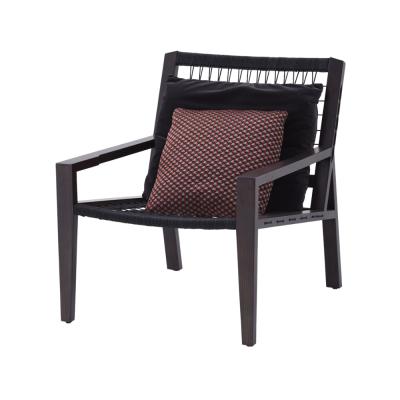 China Contemporary Black Woven Lounge Chair Contemporary Wood Frame Lounge Chair With Arms for sale