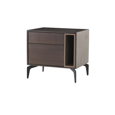 China E1 Minimalist Contemporary Graed HDF With Eucalyptus Veneer Carbon Steel Legs Bedroom Bedside Closet for sale