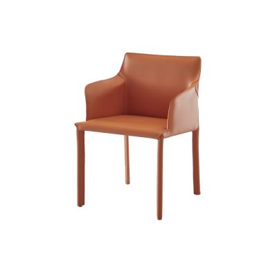 China Customizable Modern Saddle Leather Carbon Steel Frame Dining Chair for sale