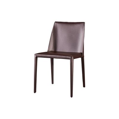 China Customizable Contemporary Minimalist Leather Saddle-skin Carbon Steel Frame Dining Chair for sale