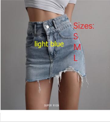 China Spring 2022 Summer Breathable American Pocket Mini Women Skirts Burr High Waist Tight Edge Denim A Line Skirts for sale