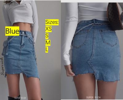 China 2022 New Fashion Summer Bodycon Edge High Waist Denim Women's Straight Skirt QUICK DRY Solid Chic Irregular High Quality Straight Skirt for sale