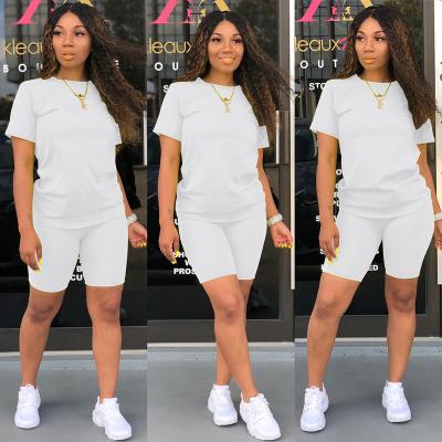 China 2022 Hot Selling 6 Colors Sports Casual Women's Two-Piece Clothing Set Anti-pilling 2 Piece Set Women Cycling Set Shorts Set for sale