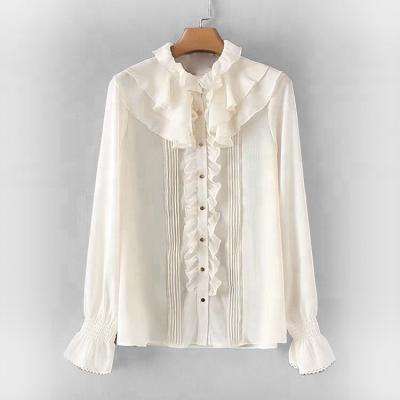 China Ruffles Anti-pilling Long Sleeve Blouse 2019 New Fashion Popular Women's Lace Cotton Pretty for sale