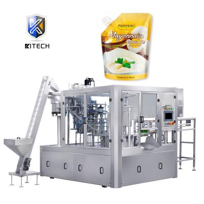 China Rotary Type 500ml 1000ml Liquid Food Filling and Pouch Spout Packaging Machine KITECH Automatic Tomato Sauce Ketchup for sale