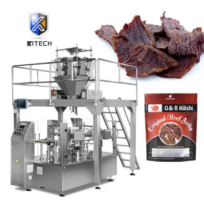 China KL-210 type chemical automatic rotary stand up pouch zipper bag beef jerky nuts dried fruit doypack packing machine for sale