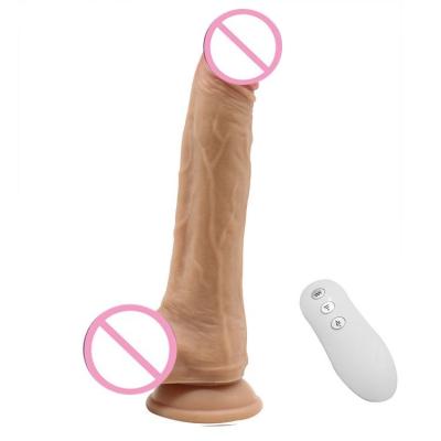 China New Design Silicone + ABS Vibrating and Rotating Remote Control Silicone Dildo with Balls for sale