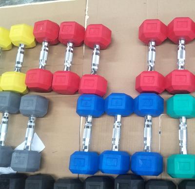 China Exercise Crossfit Gym Core Equipment Rubber Coated Hex Dumbbell for sale