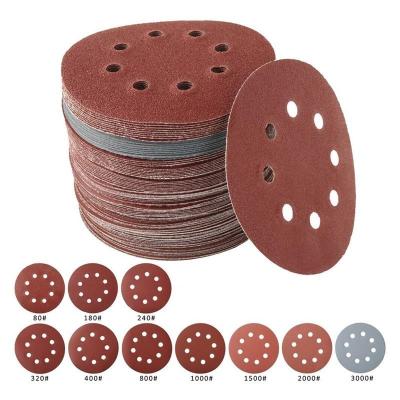 China Round Shape Polishing Sanding Discs 6/8/10 Holes Sandpaper Pads Set Hook Loop Sander Paper Abrasive For Tools Polishing Silicon Carbide for sale