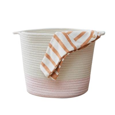 China Large Sustainable Cotton Rope Storage Basket Storage Bin Organizer Natural and Safe for Baby for sale