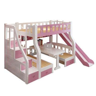 China Wonderful Storage Sofa Come Wooden Home Furniture White Child Loft Bed Bunk Bed With Desk And Slide for sale