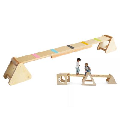 China Modern Indoor Educational Children's Toy Science Wooden Montessori Balance Board Seesaw For Kids Playground Equipment for sale