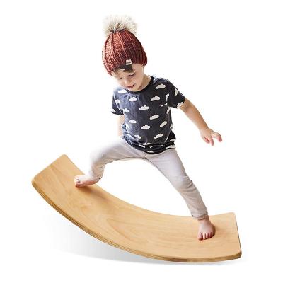 China size & Abdomen Exercise Kids Fitness Toys Custom Curved Board Child Yoga Shimmy Board Wooden Balance Board for sale