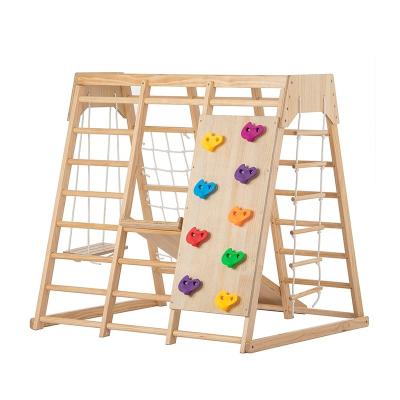 China Modern Indoor Baby Wooden Seesaw Seesaw Climbing Slide Swing Swing Combination For Kids Gym Toy for sale