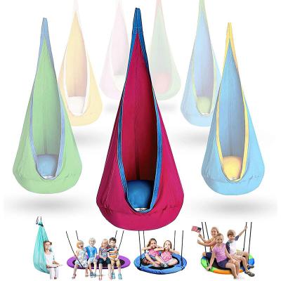 China Modern Custom Outdoor Kids Pod Swing Seat Set Hanging 100% Cotton Child Baby Hammock Chair for sale