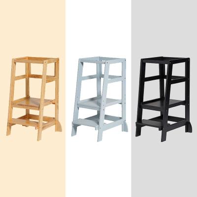 China Colorful Foldable Natural Wooden Children's Step Stools Kitchen Stance Tower Kids Toddler Learning Tower for sale