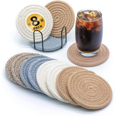 China Modern Wholesale Small MOQ Handmade Cotton Rope Desk Mat Home Decor Table Mat Cotton Rope Place Mat for sale