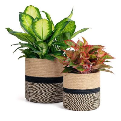 China Country Woven Plant Baskets for Indoor Plant Pots Baskets for Organizing Flower Pots Modern Woven Baskets for Storage Rustic Home Decor for sale