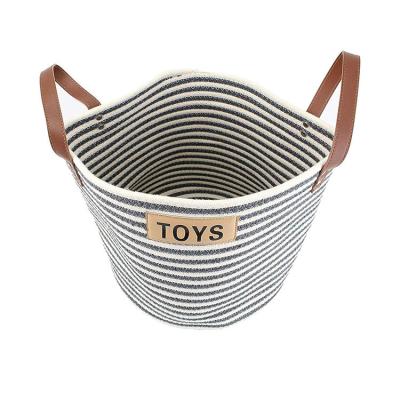 China Country Hot sale Colorful Cotton Rope Woven Basket Folding Laundry Cute Shape Basket For Toys portable laundry fold kids basket for sale