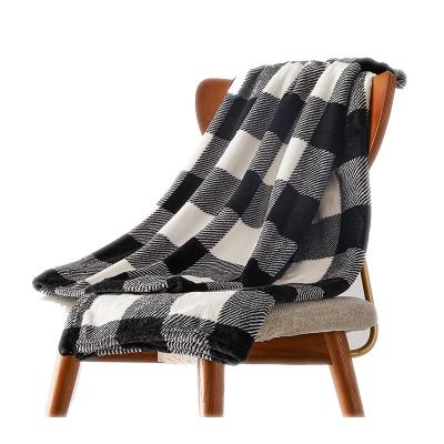 China PORTABLE Wholesale Luxury Grid For Sofa Bed Flannel Christmas Sherpa Soft High Quality Winter Warm Comfortable Throw Fleece Blanket for sale